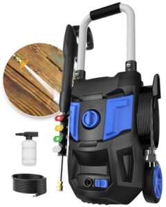35FT Power Cord High Pressure Washer Powered Foam Cannon 4 Nozzles for Patios Car Garden
