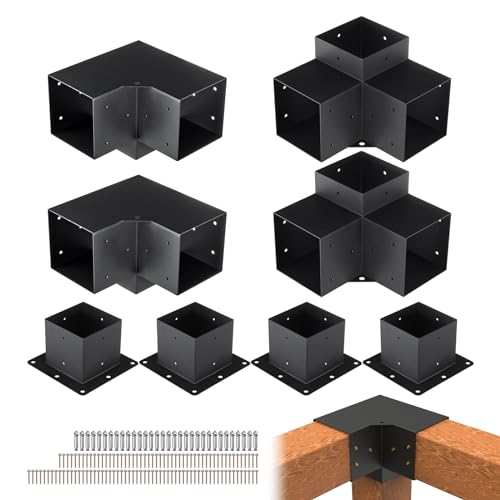 8pcs 3-Way Heavy Duty Corner Bracket Woodworks DIY Post Base Kit
