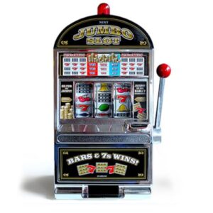 Mini Lucky Slot Machine Bank with Flashing Lights and Jackpot Sounds