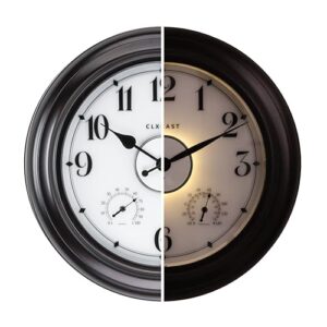 Large Lighted Outdoor Clock with Temperature and Humidity for Patio