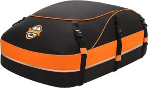 20 Cubic Feet Waterproof Roof Top Cargo Carrier fit Car with Without Luggage Rack - Vehicle Soft Shell Roof Cargo Box with Tie-Down Strap