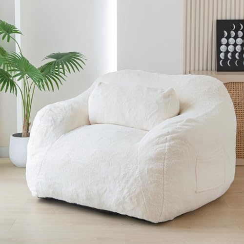 Faux Fur Fabric Fluffy and Comfy Bean Bag Sofa Large Bean Bag Chair Adult Size with Filler for Reading