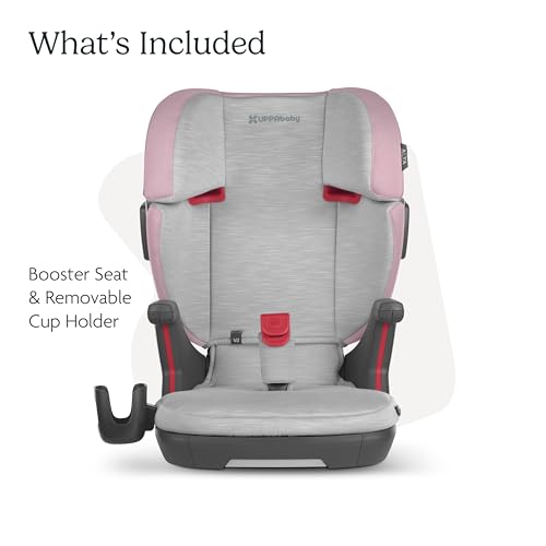 Active Support Headrest for Growing Children/SecureFit Integrated Belt Guide + Positioner/Cup Holder Included/Iris (Grey Mélange/Lavender)