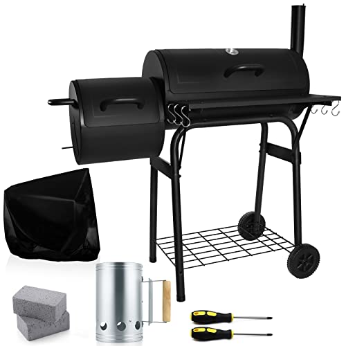 13 Pcs Outdoor Charcoal Grill with Offset Smoker