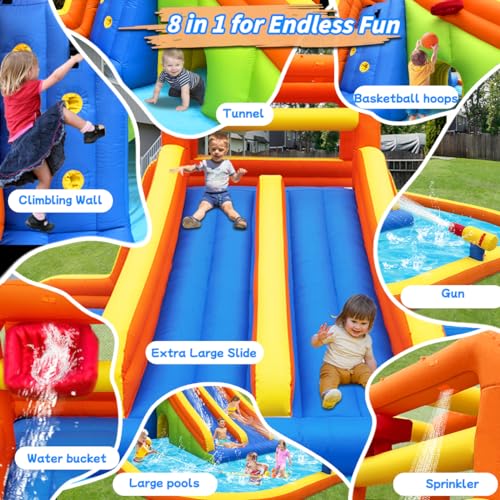 Mega Bounce House Water Park with Long Dual Slide