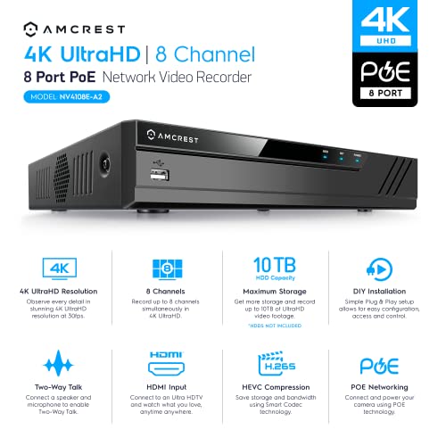 8-Channel Power Over Ethernet Pre-Installed 1TB Hard Drive (NV4108E-1TB)