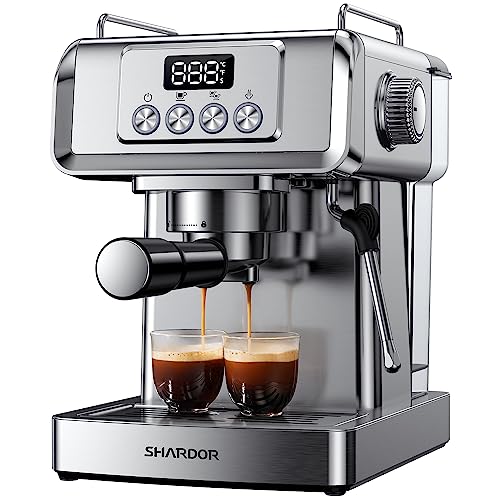 Stainless Steel Manual Latte & Cappuccino Maker with Milk Frother Steam Wand for Home