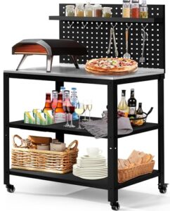 Movable Pizza Oven Table with Hanging Board