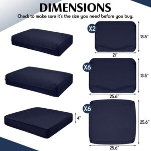 Fits 6-Seat Wicker Rattan Sectional Couch Chair Furniture Cover Replacement Set - Fade-Resistant Patio Cushion Covers with Zipper