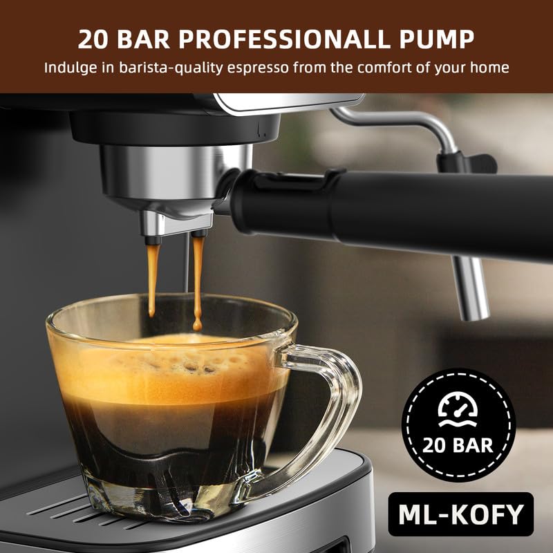 Professional Espresso Maker with Milk Frother Steam Wand
