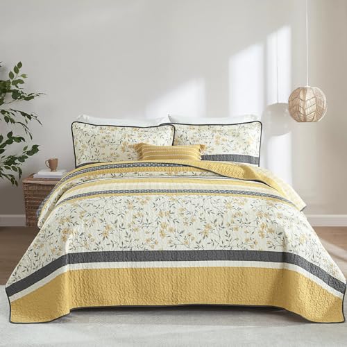 Floral Print Bedspread Lightweight Quilt King Size Bedding Set