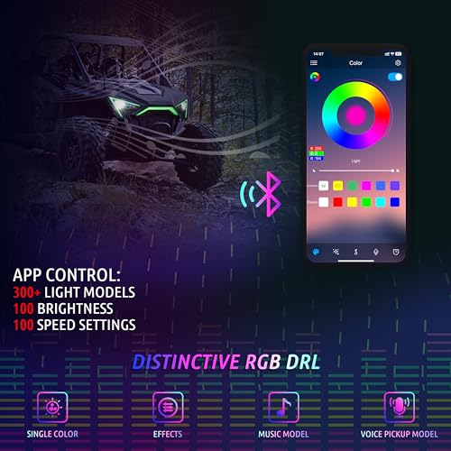 LED Center Grill APP Control Signature Light for Polaris Polaris RZR PRO XP/XP 4/ RZR PRO R/RZR Turbo R R4 Accessories 2020-2024(Replace #2884346)