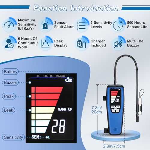 LD-200 Freon Leak Detector With Rechargeable Battery&Floodlight