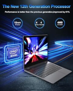 12th Gen N100(Up to 3.4GHz) Foldable 14.1 Inch Laptop FHD 2.4/5G WiFi Bluetooth 5.0 Type-C 46WH Battery Support Fingerprint Unlock