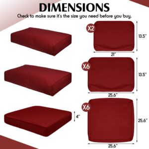 Fits 6-Seat Wicker Rattan Sectional Couch Chair Furniture Cover Replacement Set - Fade-Resistant Patio Cushion Covers with Zipper