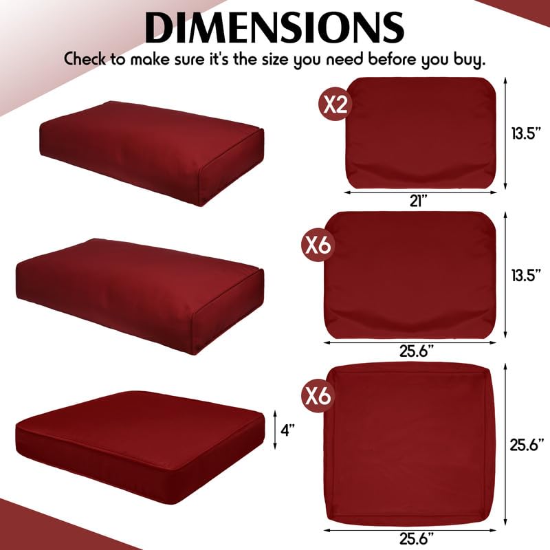 Fits 6-Seat Wicker Rattan Sectional Couch Chair Furniture Cover Replacement Set - Fade-Resistant Patio Cushion Covers with Zipper