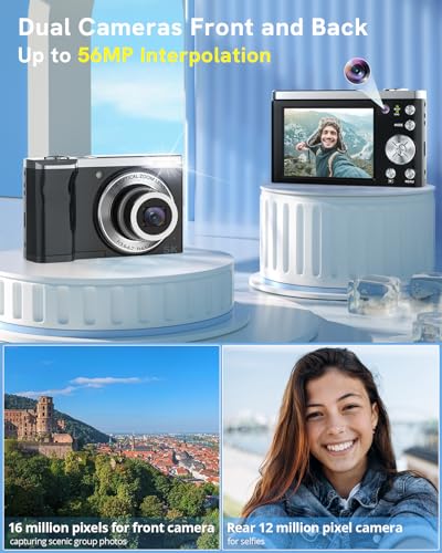 10X Optical Zoom Vlogging Compact Camera with Front and Rear Camera