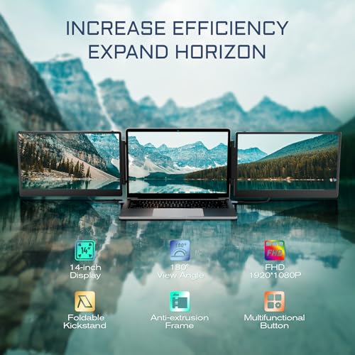 FHD IPS Laptop Screen Extender with 90° Foldable Stand/Dual Speakers