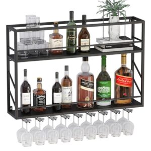 Metal Bar Liquor Shelves and Glass Holder