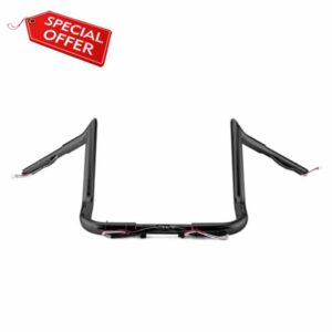 12" Ape Hangers Handlebar 1 1/4" Pre-wired Bagger Monkey Bar Compatible with 2014-2023 Harley Touring Street Glide Electra Glide Tri Glide Ultra Limited Gloss Black
