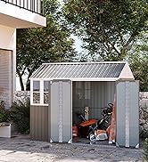 Outsunny 8 x 6ft Garden Metal Storage Shed House Hut Gardening Tool Storage with Kit and Ventilat...