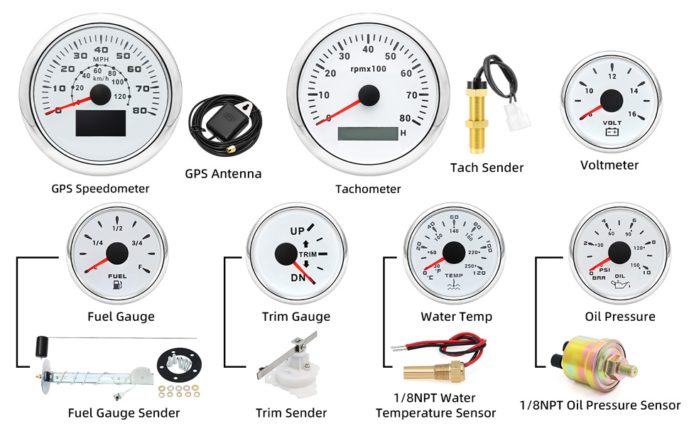 boat gauges set for outboard