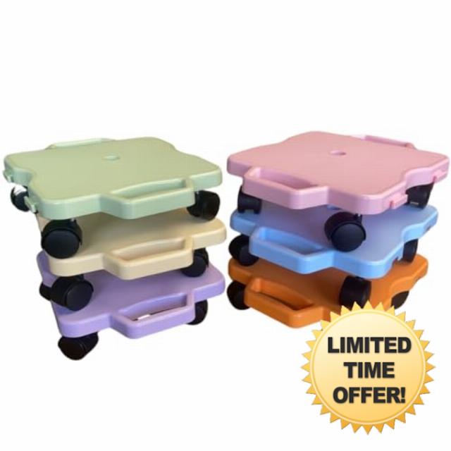 Educational Plastic Scooter Board with Safety Handles and Connector | 16" x 12" inches | Perfect for Kids