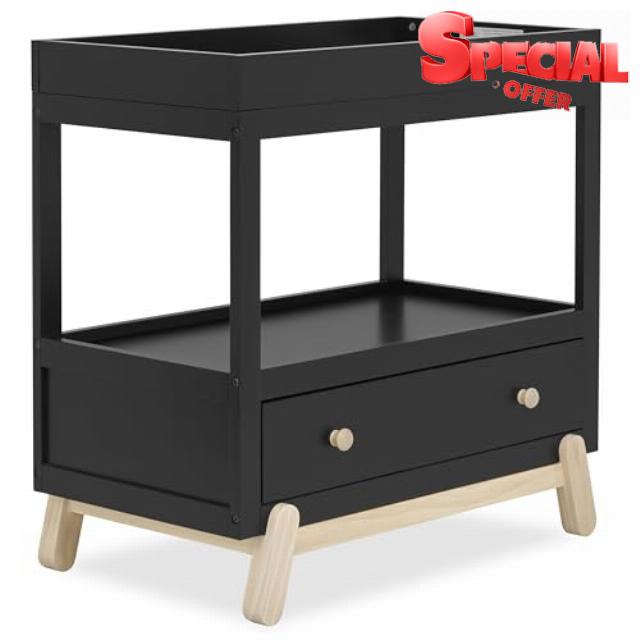 Hygge Changing Table in Matte Black Vintage Oak