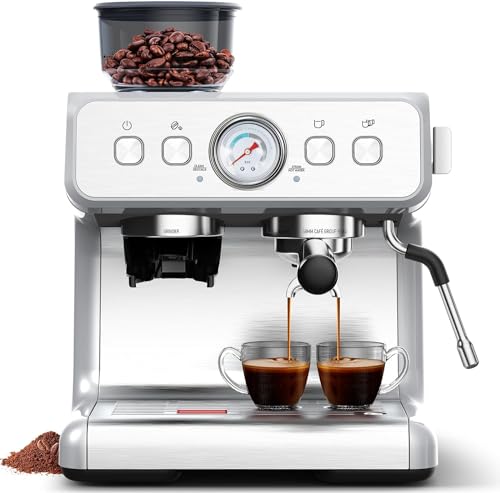 15 Bar Professional Espresso Maker with Coffee Bean Grinder Milk Frother