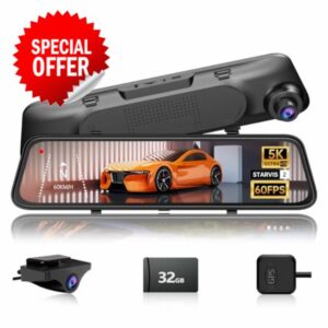 5K Mirror Dash Cam with 60fps Rearview Mirror Backup Camera for Cars & Trucks