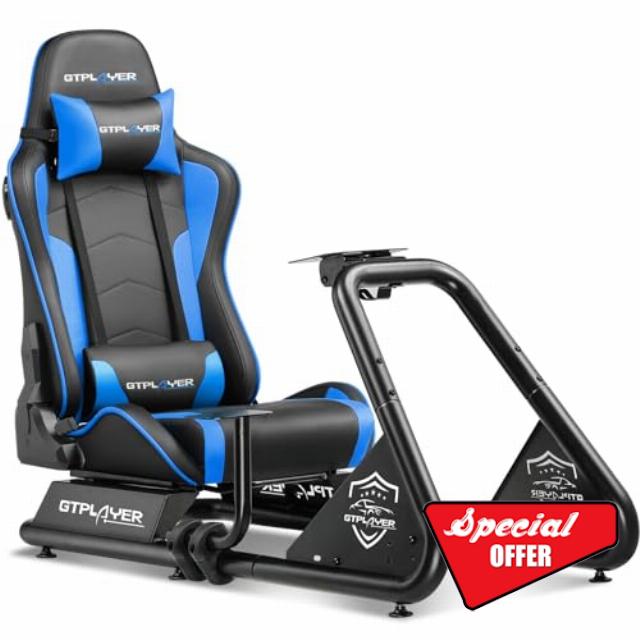 GTPLAYER Racing Simulator Cockpit with Seat and Bluetooth Speakers