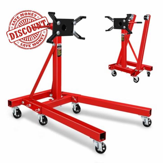 DNA MOTORING Foldable 360 Degree Rotating Head Engine Motor Stand 2000Lb Capacity with 6-Casters