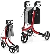 SPOTRAVEL Folding Rollator, Lightweight Mobility Aids with Storage Bag and Brake, Adjustable Mobi...