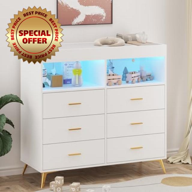 Baby Changing Table Dresser with LED Lights