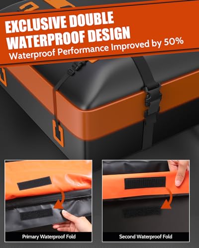 Upgrade Waterproof Design Soft Luggage Roof Rack Cargo Bag 21 Cubic Feet for All Cars with/Without Rack