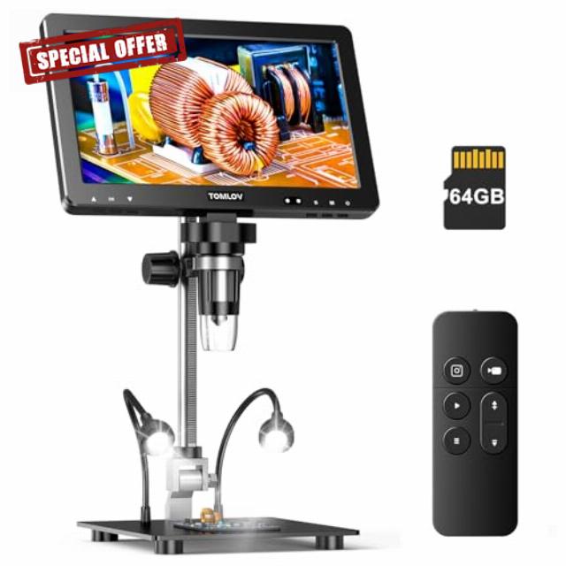 TOMLOV DM9 Max 10.1" HD IPS HDMI Digital Microscope 1500X