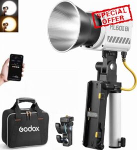 Godox ML60IIBi 70W Bi-Color LED Video Light with Handheld Battery Case Kit