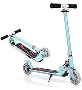 SPOTRAVEL Kick Scooter, Foldable Kids Scooters with LED Flashing PU Wheels and Kickstand, Height ...