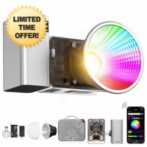 ZHIYUN Molus X60 [Official] 60W RGB Video Light with Grip Battery