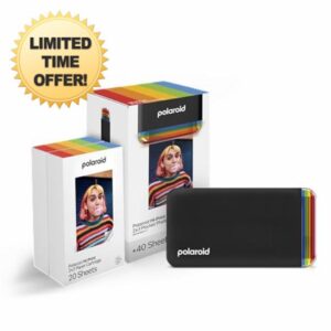 Polaroid Hi-Print + Paper Bundle- 2nd Generation Bluetooth Connected 2x3 Pocket Photo Dye-Sub Printer - Black Printer + 40 Photos (6439)