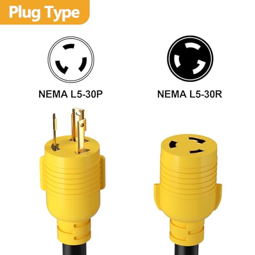 125V,10 Gauge SJTW Cable Generator Locking Power Cord and The Cable UL Certification