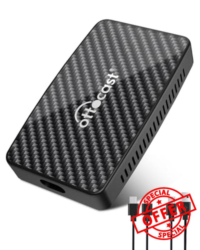 OTTOCAST Play2Video Pro Wireless CarPlay Android Auto Adapter Built-in YouTube/Netflix/Spotify/IPTV - Supports TF Card 5Ghz WiFi