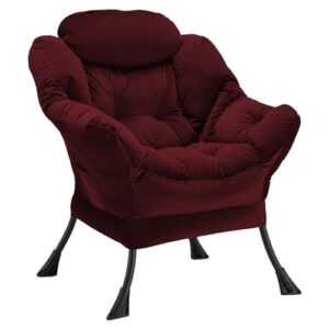 Accent Chair Velvet Upholstered with Wide Seat