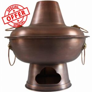 Thickened Copper Hot Pot Pure Copper Charcoal Fire Boiler Hot Pot Pure Copper Charcoal Fire Copper Pot (Color : Brass