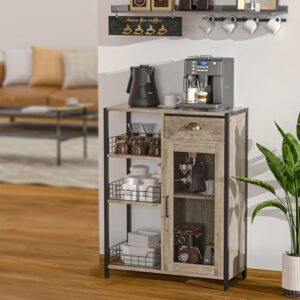 Adjustable Shelf Farmhouse Coffee Stand Station Table for Corner