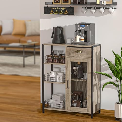 Adjustable Shelf Farmhouse Coffee Stand Station Table for Corner
