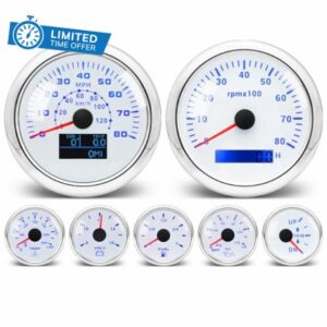 7 Gauge Set 7 Color - 3-3/8" 85mm GPS Speedometer & Tachometer