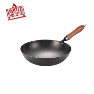Titanium Nonstick Wok Pan | Non-Stick Coating with Titanium | Dishwasher Safe | Frying Pan with Detachable Handle|Black (Black 34cm)