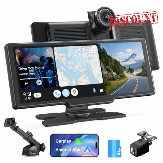9.26'' Wireless Apple Carplay Screen with 4K Dash Cam