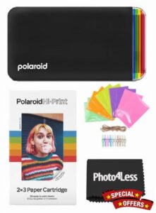 Polaroid Hi-Print - 2nd Generation Bluetooth Connected 2x3 Pocket Photo Dye-Sub Printer - Black (9129) Bundle Hi-Print 2x3 Paper - 20 Photos (6355)